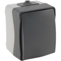 ChiliTec Taster Feuchtraum IP54 Aufputz 250V~/ 10A 2300W gummierte Kabeleinführung 77x62x55mm Grau