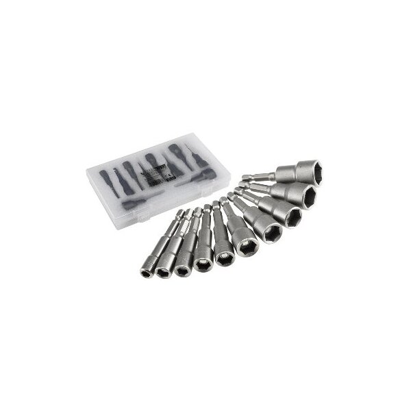 ChiliTec Steckschlüssel Bitsatz 10-teilig mit Magnet Halter I 10 Größen 6, 7, 8, 9, 10, 11, 12, 13, 14, 15mm I Starker Halt I Sechskant Bit I Chrom-Vanadium
