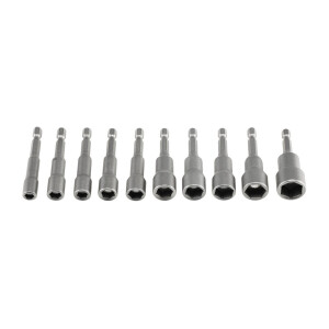 ChiliTec Steckschlüssel Bitsatz 10-teilig mit Magnet Halter I 10 Größen 6, 7, 8, 9, 10, 11, 12, 13, 14, 15mm I Starker Halt I Sechskant Bit I Chrom-Vanadium