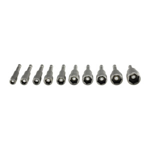 ChiliTec Steckschlüssel Bitsatz 10-teilig mit Magnet Halter I 10 Größen 6, 7, 8, 9, 10, 11, 12, 13, 14, 15mm I Starker Halt I Sechskant Bit I Chrom-Vanadium