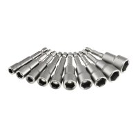 ChiliTec Steckschlüssel Bitsatz 10-teilig mit Magnet Halter I 10 Größen 6, 7, 8, 9, 10, 11, 12, 13, 14, 15mm I Starker Halt I Sechskant Bit I Chrom-Vanadium
