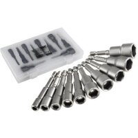 ChiliTec Steckschlüssel Bitsatz 10-teilig mit Magnet Halter I 10 Größen 6, 7, 8, 9, 10, 11, 12, 13, 14, 15mm I Starker Halt I Sechskant Bit I Chrom-Vanadium