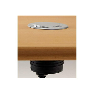 ChiliTec Mini Einbausteckdose Tisch-Steckdose mit 1x Steckdose 1x USB Ø 60mm Loch für Schreibtisch Arbeitsplatte 230V mit 190cm Anschlusskabel