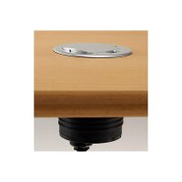 ChiliTec Mini Einbausteckdose Tisch-Steckdose mit 1x Steckdose 1x USB Ø 60mm Loch für Schreibtisch Arbeitsplatte 230V mit 190cm Anschlusskabel