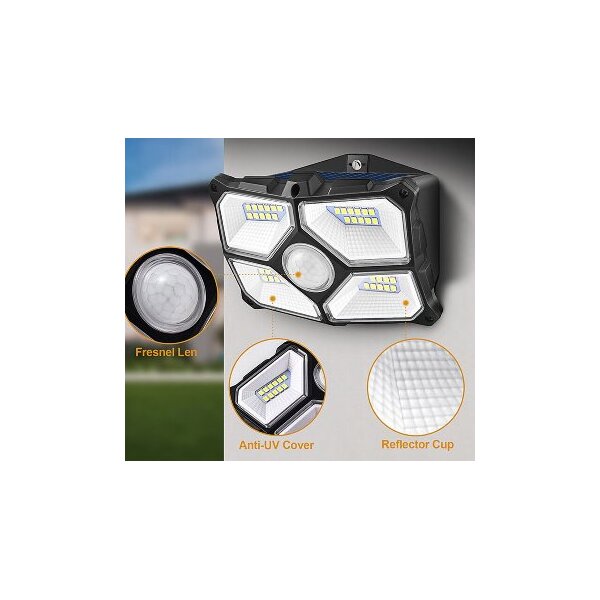 LED Solar Wandleuchte "SWL 722" PIR Bewegungsmelder, 72 LEDs, IP65