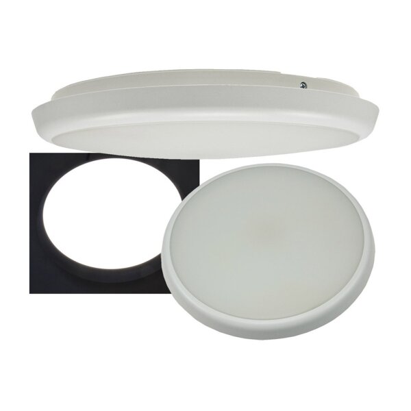 ChiliTec LED Deckenlampe mit 360° HF Bewegungsmelder 22W IP54 Ø30cm 40mm Flache Deckenleuchte mit Präsenzmelder 1-8m Reichweite Tageslichtsensor Matte Abdeckung