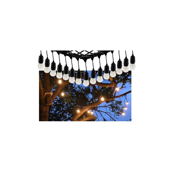 Biergarten-Lichterkette 14?m – 15x E27 Filament, warmweiß, IP65