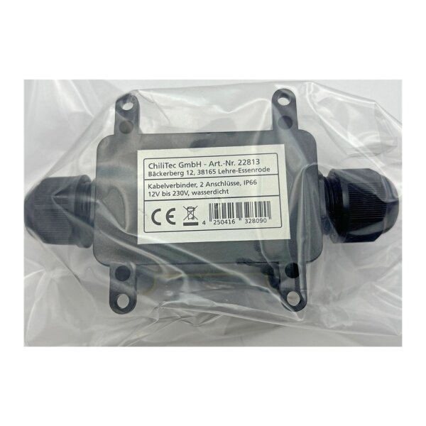 Kabelverbinderbox IP68 – 2 Anschlüsse für Erdkabel Ø 6–11mm, wasserdicht