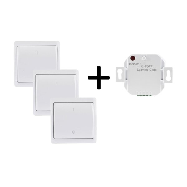ChiliTec Funk-Schalter Pilota Casa 3x Funk-Wandschalter Unterputz Einbauschalter 230V Schaltleistung bis 2000 Watt Funk Wechselschaltung 70m Reichweite Weiß