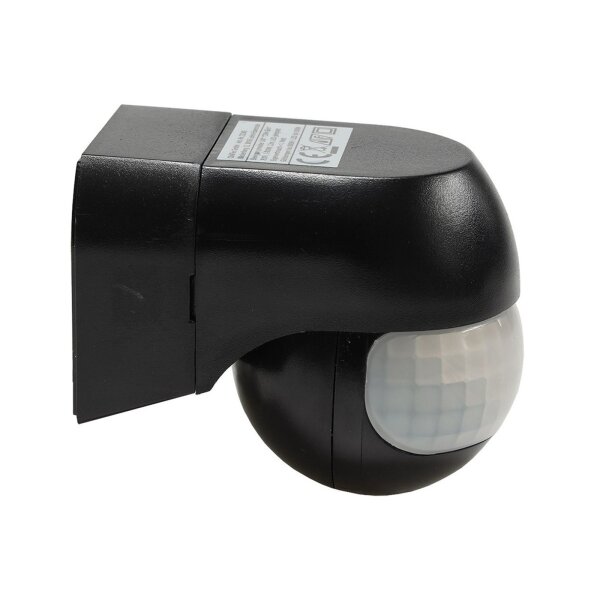 ChiliTec Bewegungsmelder Aussen IP44 180° Erfassung 12m Reichweite Wand Aufputz Wetterfest für Aussenbereich Schwenkbar/Neigbar Schwarz