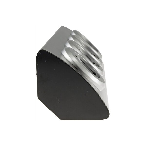 ChiliTec 4-fach Edelstahl Ecksteckdose mit 4x Schutzkontakt-Steckdosen 230V, 45° Winkel mit erhöhtem Berührungsschutz Aufbau-Steckdose für Küche, Büro, Bad