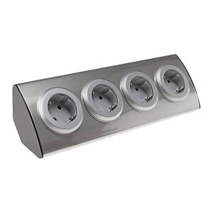 ChiliTec 4-fach Edelstahl Ecksteckdose mit 4x...