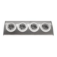 ChiliTec 4-fach Edelstahl Ecksteckdose mit 4x Schutzkontakt-Steckdosen 230V, 45° Winkel mit erhöhtem Berührungsschutz Aufbau-Steckdose für Küche, Büro, Bad