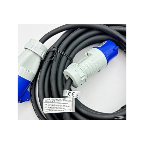 CEE Verlängerungskabel 10Meter IP44 Stecker Kupplung mit Schutzdeckel 230V I H07RNF 3G2,5