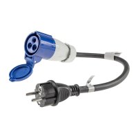 CEE Adapter Kabel Kupplung auf Schutzkontakt Stecker 35cm IP44 spritzwassergeschützt 230V / 16A 3-polig