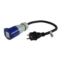 CEE Adapter Kabel Kupplung auf Schutzkontakt Stecker 35cm IP44 spritzwassergeschützt 230V / 16A 3-polig