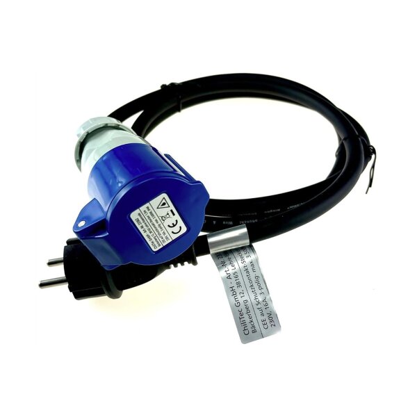 CEE Adapter Kabel 1,5M Kupplung auf Schutzkontakt Stecker IP44 spritzwassergeschützt 230V / 16A 3-polig für Camping, Boot, Camper, Wohnwagen