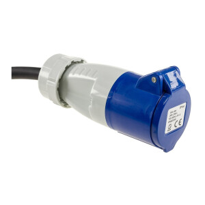 CEE Adapter Kabel 1,5M Kupplung auf Schutzkontakt Stecker IP44 spritzwassergeschützt 230V / 16A 3-polig für Camping, Boot, Camper, Wohnwagen