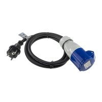 CEE Adapter Kabel 1,5M Kupplung auf Schutzkontakt Stecker IP44 spritzwassergeschützt 230V / 16A 3-polig für Camping, Boot, Camper, Wohnwagen