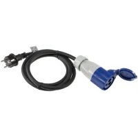 CEE Adapter Kabel 1,5M Kupplung auf Schutzkontakt Stecker IP44 spritzwassergeschützt 230V / 16A 3-polig für Camping, Boot, Camper, Wohnwagen