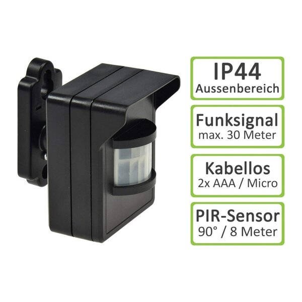 Funk Schalter Set Außen – Bewegungsmelder, Funksteckdose, IP44