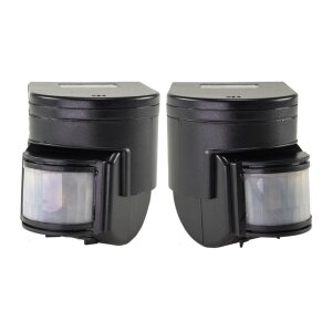 Bewegungsmelder 180° Innen und Aussen IP44 12m Reichweite Aussen-Sensor Einstellbar Schwarz