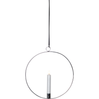 Edler Metallring silber mit LED Stab-Kerze "3D FLAMME" Ø 28cm zum Hängen