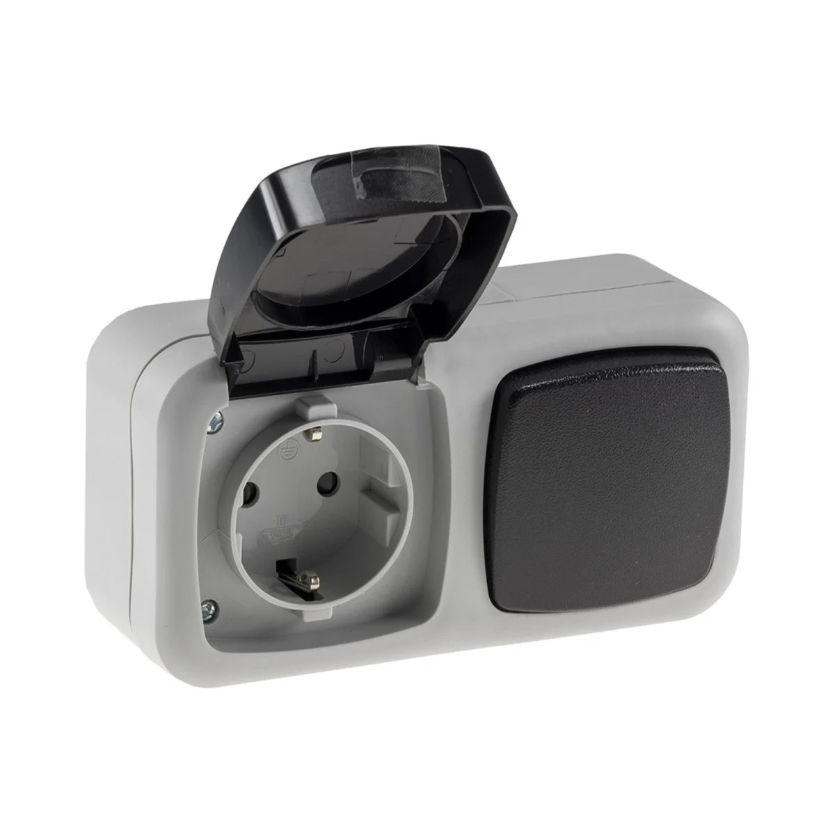 Aufputzsteckdose mit Schalter 2-fach Kombination 250V~...