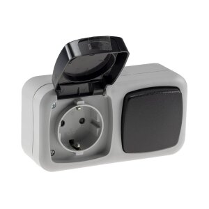 Aufputzsteckdose mit Schalter 2-fach Kombination 250V~...