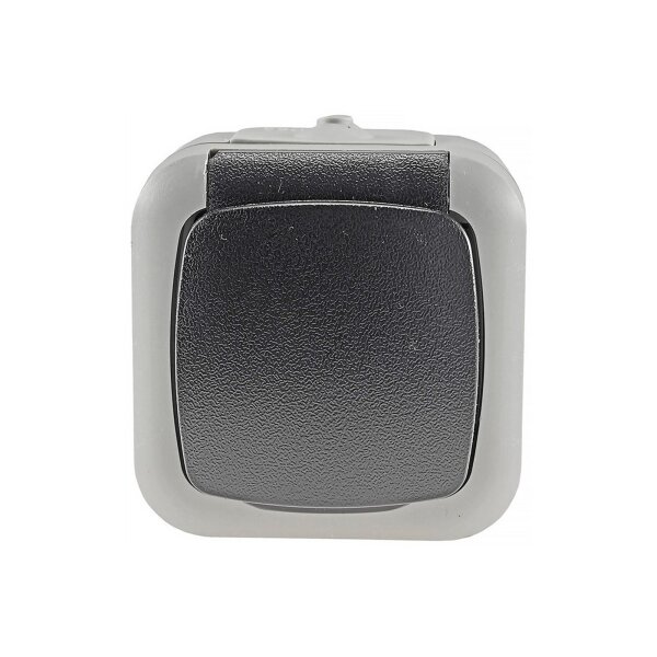 Aufputz Feuchtraum Steckdose IP44 250V Aussensteckdose mit Klappdeckel Schutzkontakt-Steckdose für Innen/Aussen Grau Anthrazit