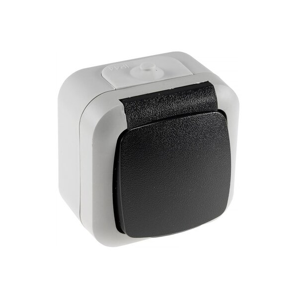 Aufputz Feuchtraum Steckdose IP44 250V Aussensteckdose mit Klappdeckel Schutzkontakt-Steckdose für Innen/Aussen Grau Anthrazit