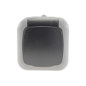 Aufputz Feuchtraum Steckdose IP44 250V Aussensteckdose mit Klappdeckel Schutzkontakt-Steckdose für Innen/Aussen Grau Anthrazit