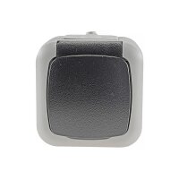 Aufputz Feuchtraum Steckdose IP44 250V Aussensteckdose mit Klappdeckel Schutzkontakt-Steckdose für Innen/Aussen Grau Anthrazit