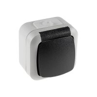 Aufputz Feuchtraum Steckdose IP44 250V Aussensteckdose mit Klappdeckel Schutzkontakt-Steckdose für Innen/Aussen Grau Anthrazit