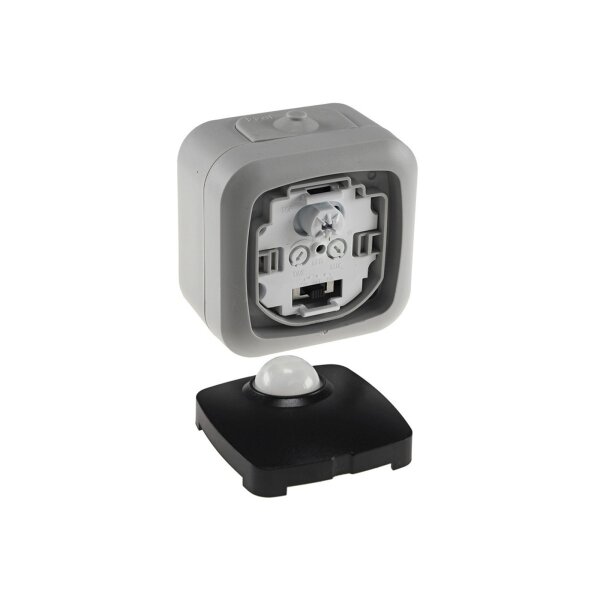 Aufputz Bewegungsmelder für Aussen IP44 Sensor 120° Erfassung 6m Reichweite für Garage Keller Hauseingang 2-500W LED geeignet Aufputz Zeit Regelbar Grau