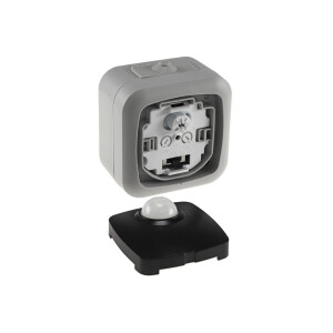 Aufputz Bewegungsmelder für Aussen IP44 Sensor 120° Erfassung 6m Reichweite für Garage Keller Hauseingang 2-500W LED geeignet Aufputz Zeit Regelbar Grau