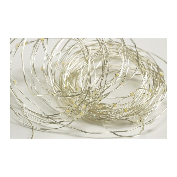 LED Drahtlichterkette 8?m – 80 LEDs warmweiß – Batterie & 8 Modi – IP44