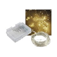 LED Drahtlichterkette 8?m – 80 LEDs warmweiß – Batterie & 8 Modi – IP44