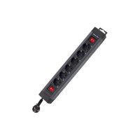 RESTPOSTEN: Supraline 6-fach Steckdosenleiste mit 2 Schaltern &ndash; anthrazit/schwarz &ndash; 270?cm