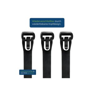 HPER® Kabelbinder wiederlösbar – nachhaltig & schwarz 300x7,5mm