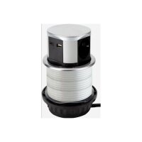 ChiliTec Versenkbare Einbausteckdose 3X Steckdose USB-A USB-C Edelstahl Front