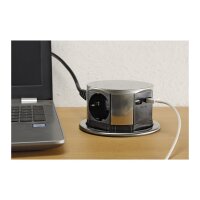 ChiliTec Versenkbare Einbausteckdose 3X Steckdose USB-A USB-C Edelstahl Front