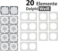 Delphi Steckdosen Schalter Set 20 Teile I Steckdosen Schalter Rahmen Unterputz Einbau I Weiß