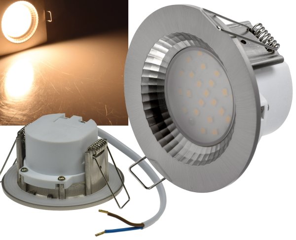LED Einbauleuchte für Badezimmer Küche 4x 5 Watt 230V warmweiß je 470 Lumen Edelstahl gebürstet IP44 für Feuchträume geeignet 4 Stück