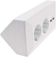 ChiliTec Steckdosenblock Unterbausteckdose 2-fach + 2x USB 250V Aufputzsteckdose für Küche Büro Werkstatt Matt Weiß