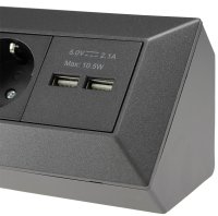 4-fach Ecksteckdose  mit 2x USB 4X Steckdosen I 90° Winkel I 230V Anthrazit