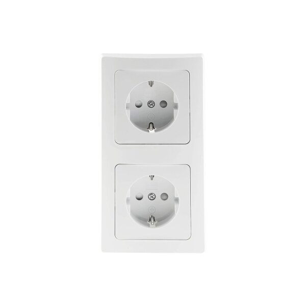Delphi Steckdose 2-Fach Unterputz Weiß 2X Schutzkontakt-Steckdosen mit erhöhtem Berührungsschutz 2er UP-Steckdosen Anschluss über Komfort Kabel Klemme