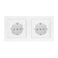 Delphi Steckdose 2-Fach Unterputz Weiß 2X Schutzkontakt-Steckdosen mit erhöhtem Berührungsschutz 2er UP-Steckdosen Anschluss über Komfort Kabel Klemme