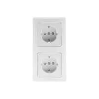 Delphi Steckdose 2-Fach Unterputz Weiß 2X Schutzkontakt-Steckdosen mit erhöhtem Berührungsschutz 2er UP-Steckdosen Anschluss über Komfort Kabel Klemme