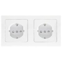 Delphi Steckdose 2-Fach Unterputz Weiß 2X Schutzkontakt-Steckdosen mit erhöhtem Berührungsschutz 2er UP-Steckdosen Anschluss über Komfort Kabel Klemme